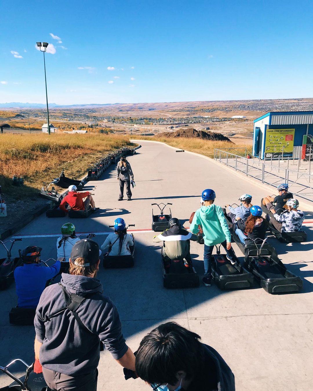 An overview shot of the Downhill Karting Calgary instruction area.
